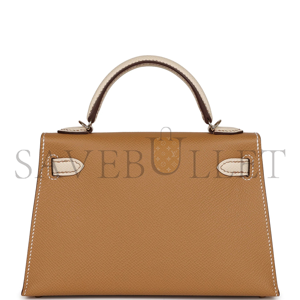 HERMÈS MASTER MINI KELLY II EPSOM BISCUIT AND CRAIE EPSOM PERMABRASS (19*12*5.5cm) 